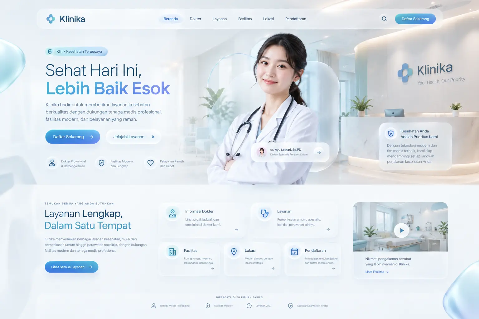 Tampilan website Klinika